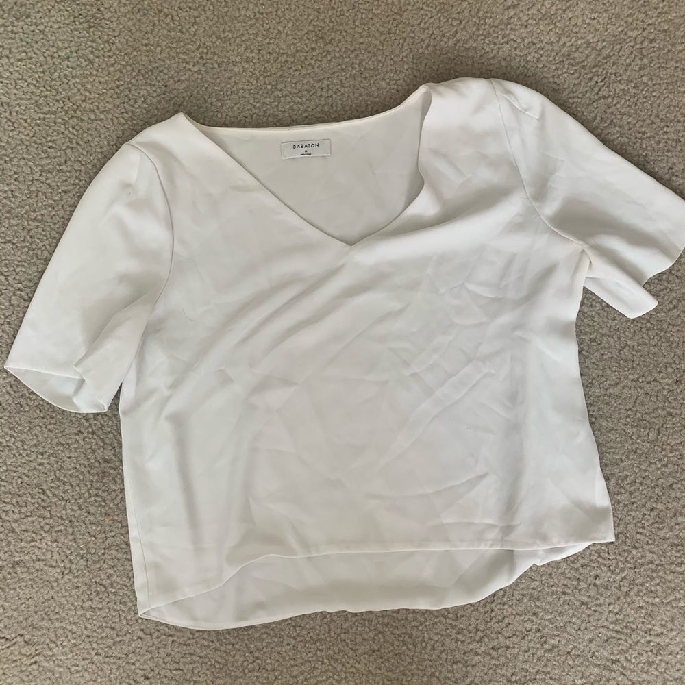 Babaton Crop White Blouse